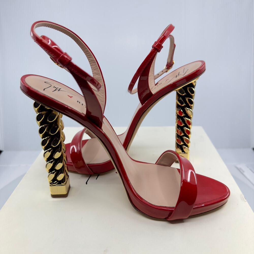 NEW- Giuseppe Zanotti x Rita Ora Red and Gold Chain limited edition!